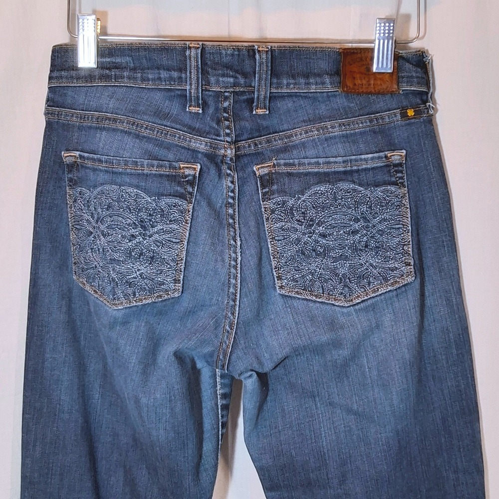 Vtg Lucky Brand Sofia Bootcut Jeans 4/27 Dark Wash Embroidered Pockets Boho Y2K